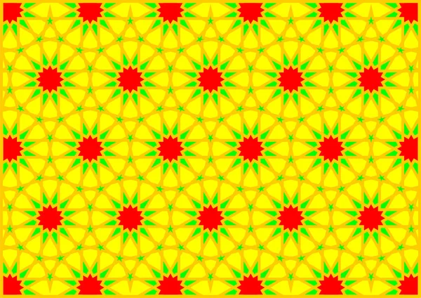 Figuras Geométricas Coloridas Árabe Oriental Imitando Vidrieras Amarillo Rojo Verde — Archivo Imágenes Vectoriales