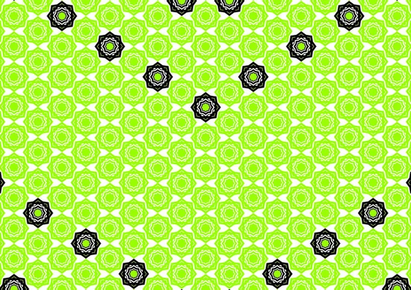 イスラム風の緑と黒の列の幾何学的な対称の図 — ストックベクタ