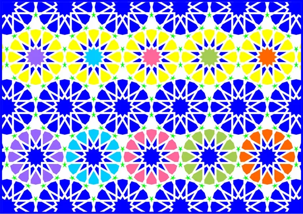 Figure Geometriche Stili Arabici Orientali Molto Coloranti Tutti Colori — Vettoriale Stock