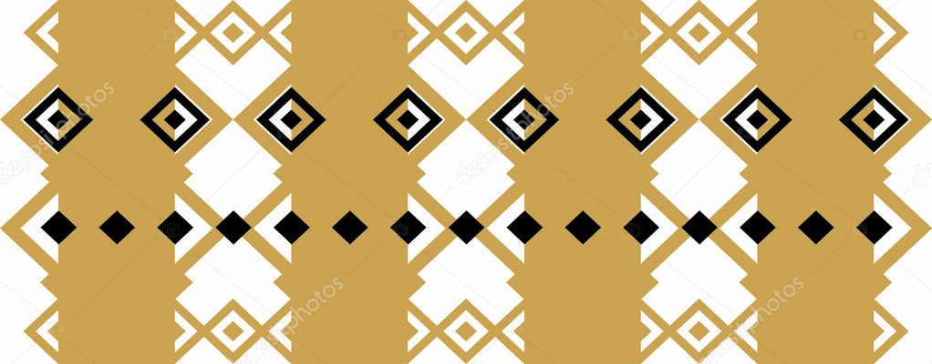 Elegant decorative border made up of square golden and black