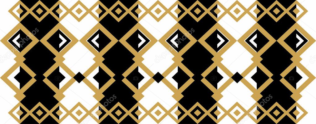 Elegant decorative border made up of square golden and black