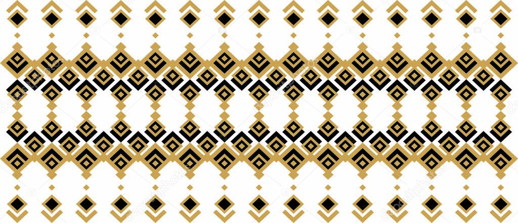 Elegant decorative border made up of square golden and black