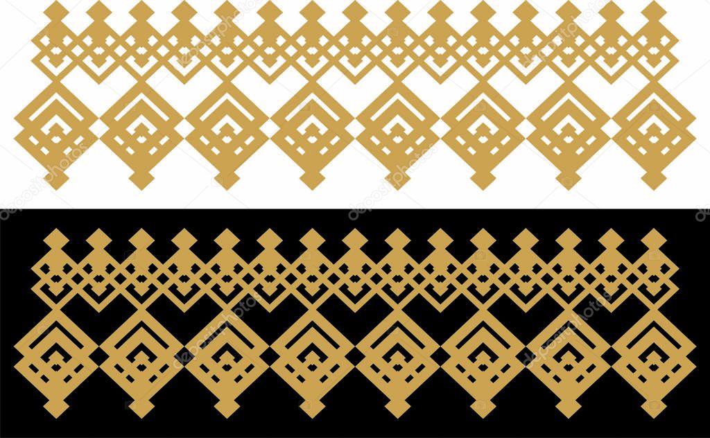 Elegant decorative border made up of square golden and black