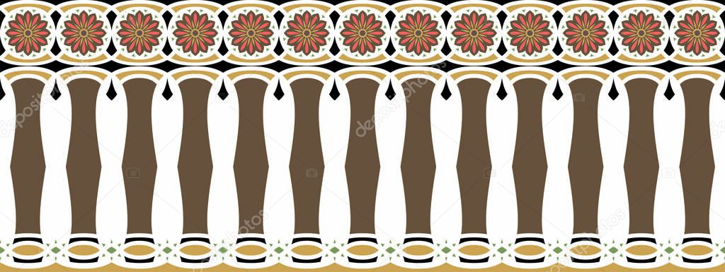 Elegant, spectacular and decorative border of Hindu and Arabic inspiration of various colors, brown, golden, black, dark pink and green