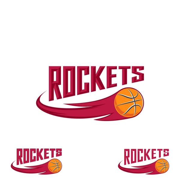 Rocket basketball logo for the team and the cup — Stock Vector