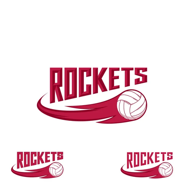 Logotipo de voleibol cohete para el equipo y la copa — Vector de stock