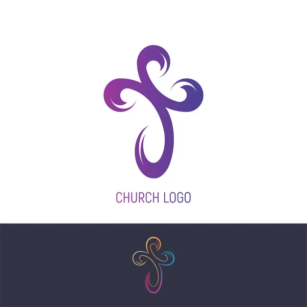 Abstract christian cross logo vector template. Church logo. — Stock Vector