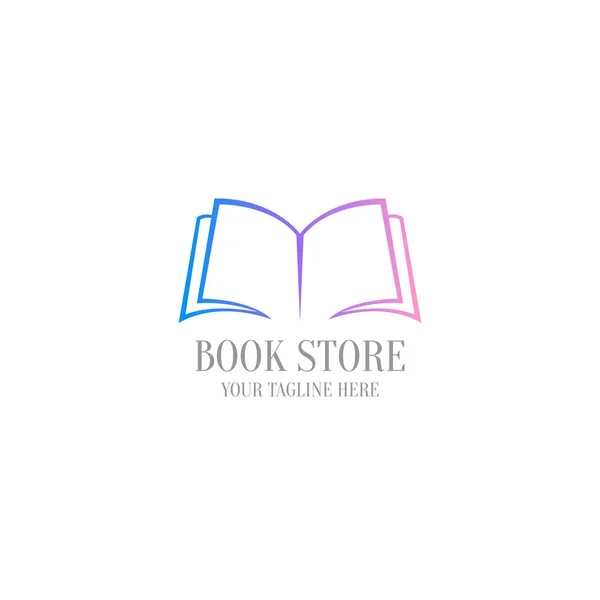 Kitaplık logosu şablonu. Tasarım logosu açık kitap.