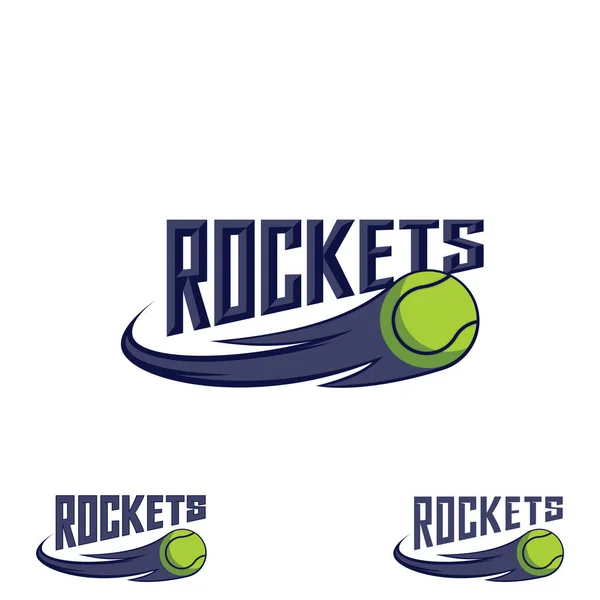 Logo Rocket Tennis Para Equipo Copa Sobre Fondo Blanco — Vector de stock