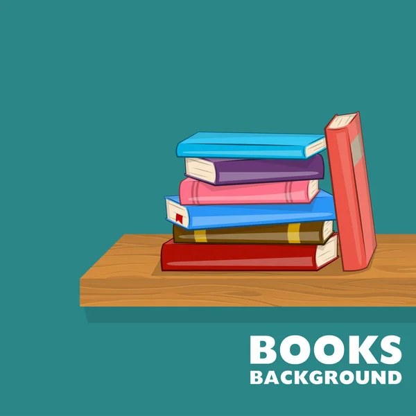 Libreria Con Mucchio Libri Diversi Libri Colori Sullo Scaffale Illustrazione — Vettoriale Stock