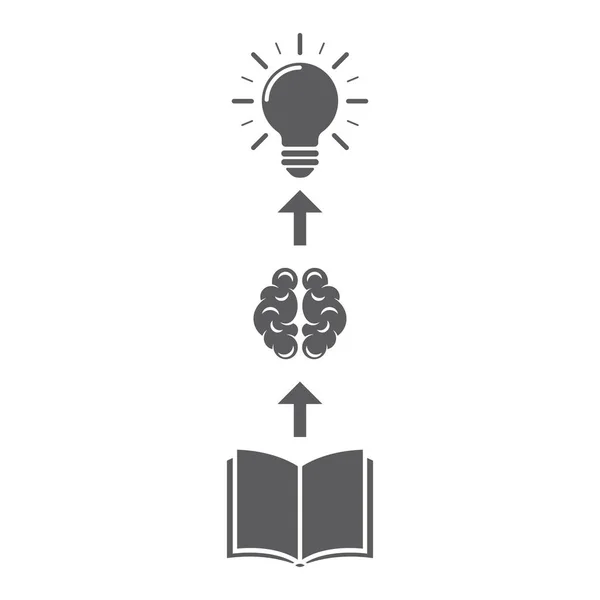 Illustration Der Entstehung Von Ideen Gehirn Und Glühbirne Über Dem — Stockvektor