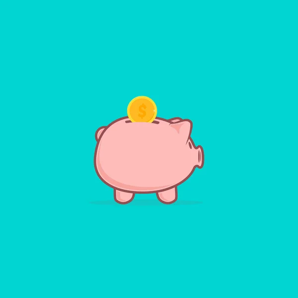 Piggy bank in a flat style. Piggy bank with coin vector illustration.