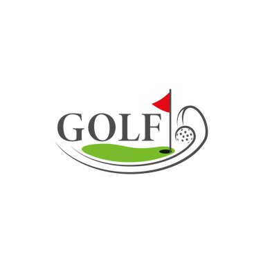 Golf logosu şablonu. Logo minimalist bir çizgi şeklinde tasarlandı. Vektör İllüstrasyonu