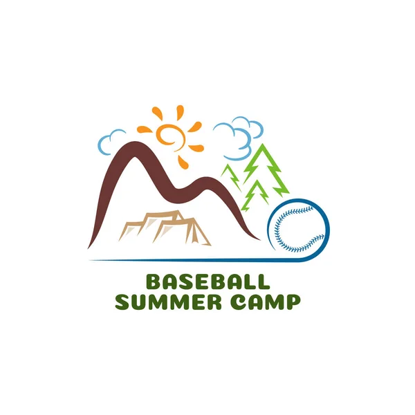 Logo Baseball Summar Camp Cartoon Logo Vektorillustration — Stockvektor