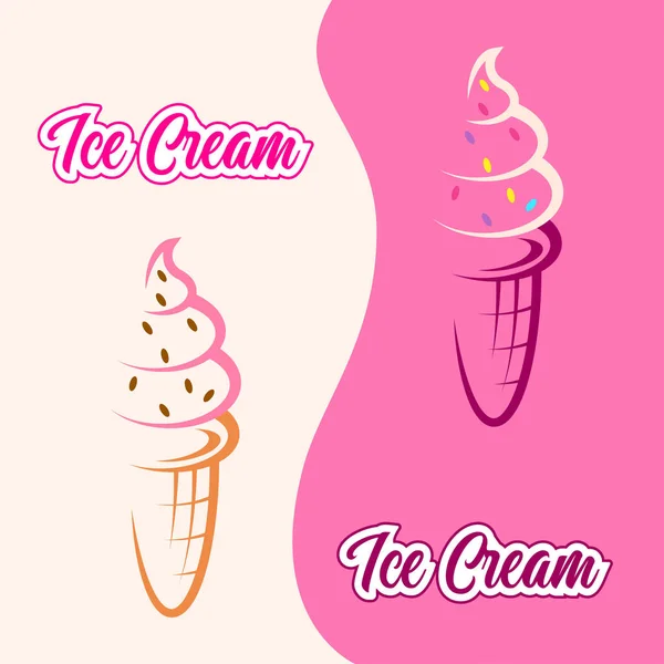 Colorful background with two ice creams for your design. — Stock Vector