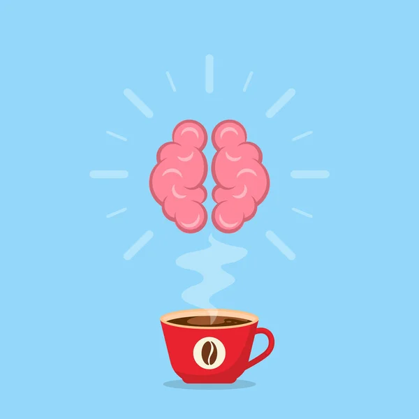Чашка Горячего Кофе Растущим Ароматом Мозга Векторная Иллюстрация — стоковый вектор