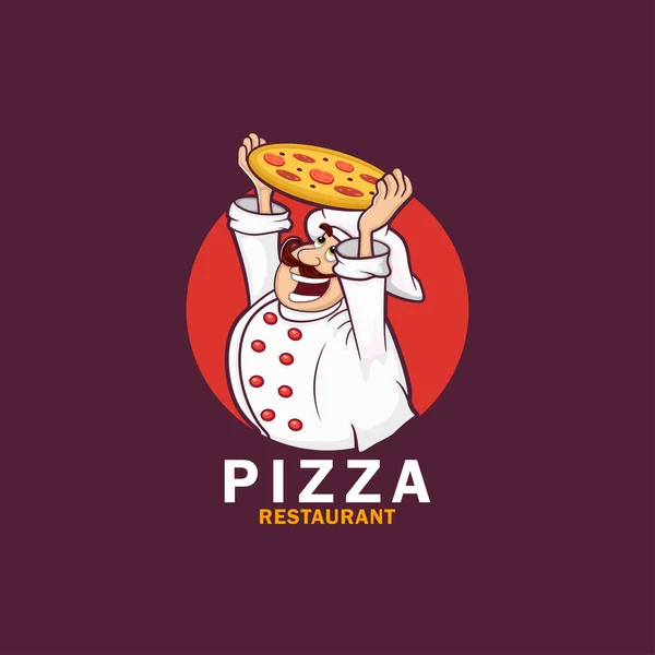 Logo Zabawnego Kucharza Lub Kucharza Pizzą Ilustracja Wektora — Wektor stockowy