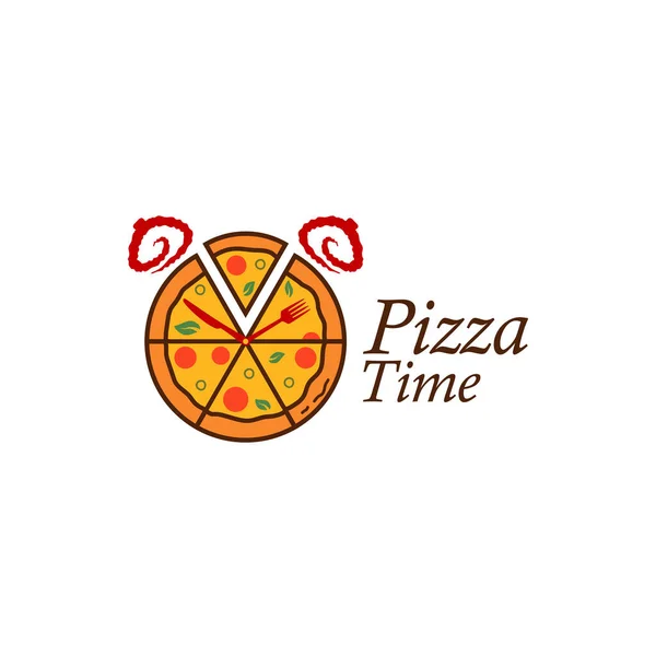 Logo Pizza Que Parece Despertador Ilustración Vectorial — Vector de stock