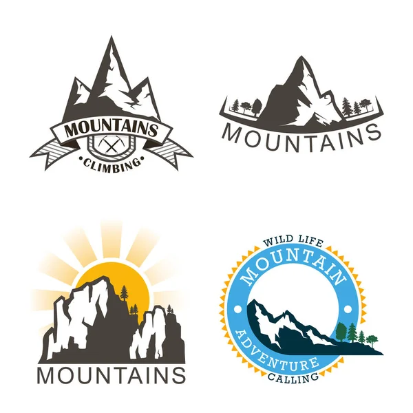 Set Mountains Logo Logo Outdoor Adventure Mountain Vector Illustration — Stock Vector