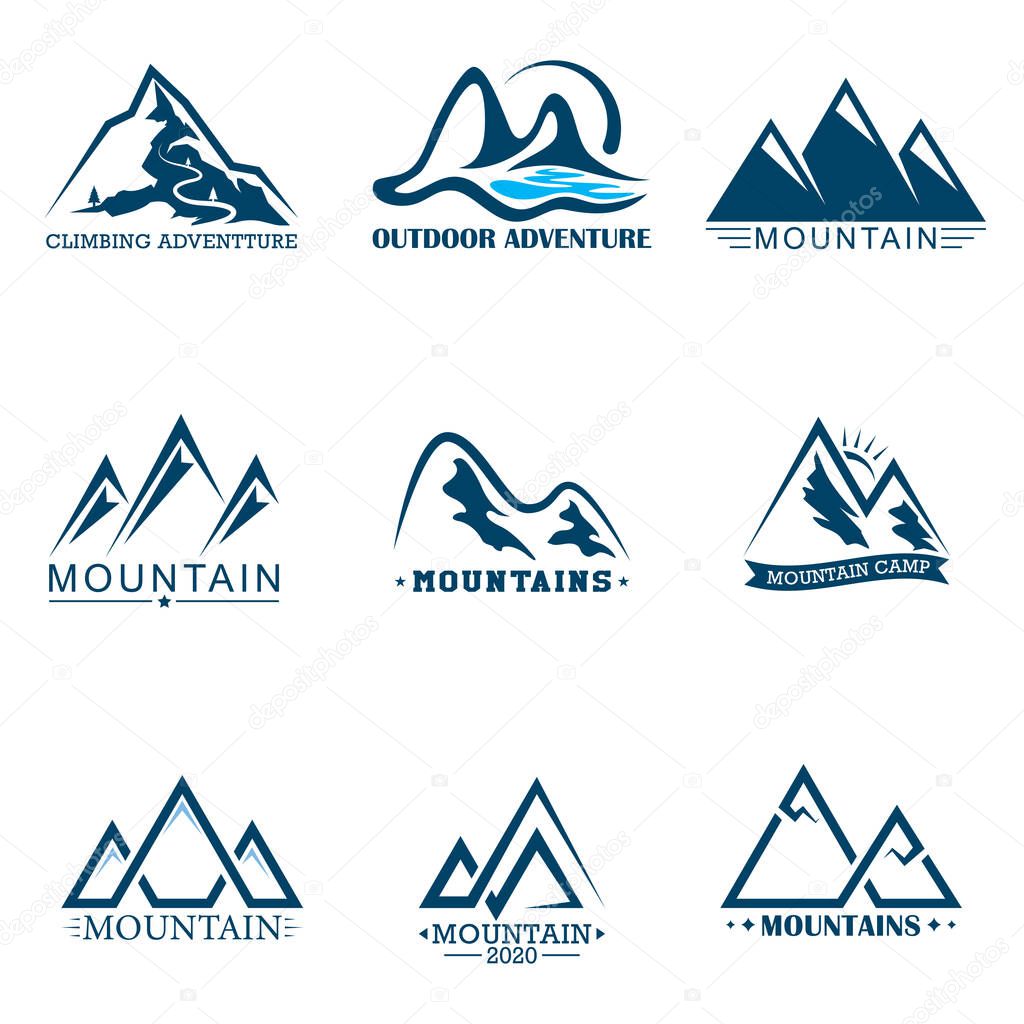 Set mountains logo. Logo outdoor adventure in mountain. Vector illustration