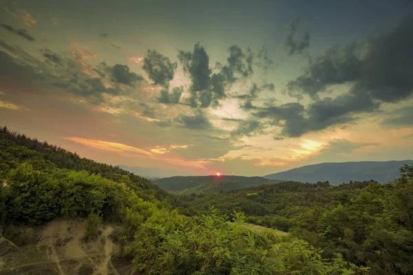 Перегляд Величний Захід Сонця Гори Ріла Болгарія Краєвид Гори — стокове фото