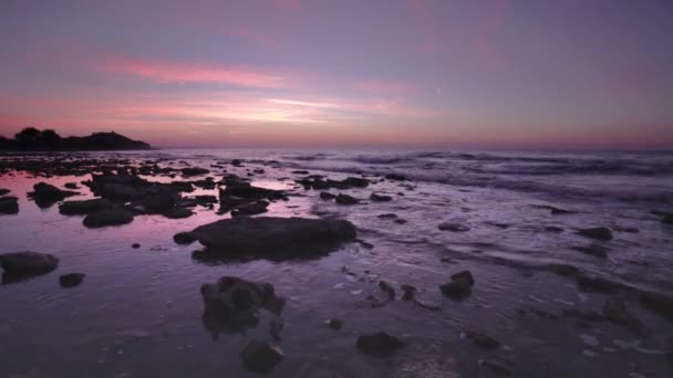 Black Sea Rocky Coast Sunrise — Stock Video