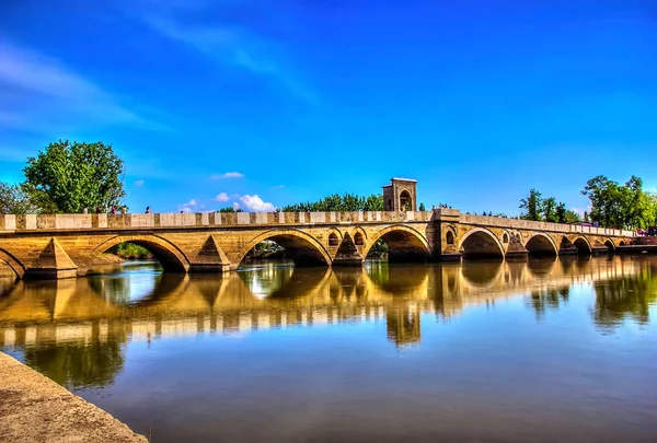 Edirne Türkiye Tundzha Nehri Üzerinde Çok Güzel Bir Köprü — Stok fotoğraf