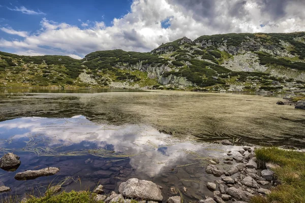 Bela Paisagem Lago Montanha Com Algas Montanha Rila Bulgária — Fotografia de Stock