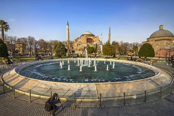 Istanbul Turquía Marzo 2018 Vista Nocturna Del Museo Santa Sofía — Foto de Stock