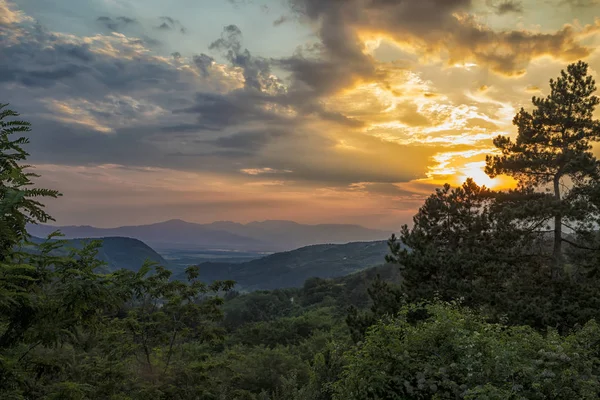 Malebný Pohled Majestátní Západ Slunce Hory Rila Bulharsko Krajina Hor — Stock fotografie