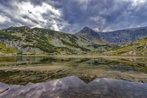 Lago de montanha com algas — Fotografia de Stock