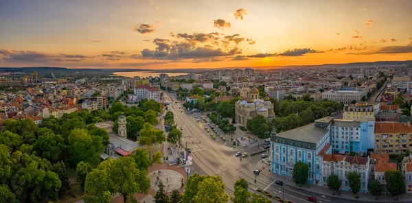 Варна Болгария Июля 2019 Года Воздушный Вид Дрона Великолепного Заката — стоковое фото