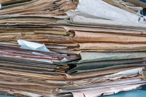 Many Old Document Folders in the Library. Close up