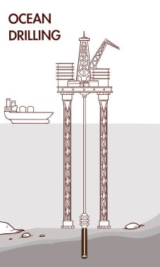  vektör çizim bir okyanus delme