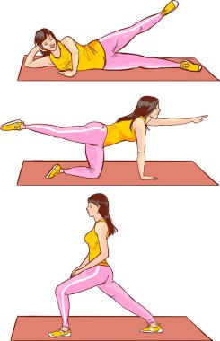 Kız ya da genç kadın fitness salonunda nişanlı. Spor, aerobik, sağlıklı yaşam konsepti