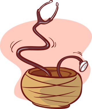 Bir stetoskop kobra yılan vektör çizim