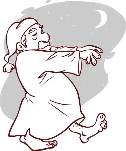 Зрелый Мужчина Пижаме Векторная Иллюстрация Лунатизма — стоковый вектор