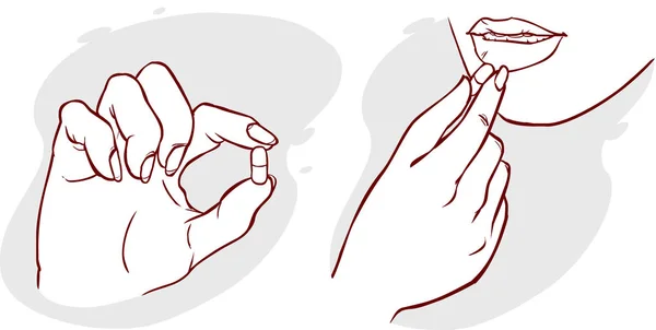Een Vrouw Die Een Pil Vitamine Vectorillustratie — Stockvector