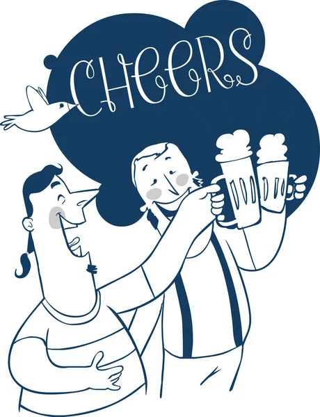 Menschen Trinken Der Bar Cartoon Vektor Und Schwarz Weiß Illustration — Stockvektor