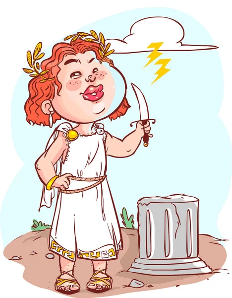 Retrato Mujer Animación Vestido Griego Antiguo — Vector de stock