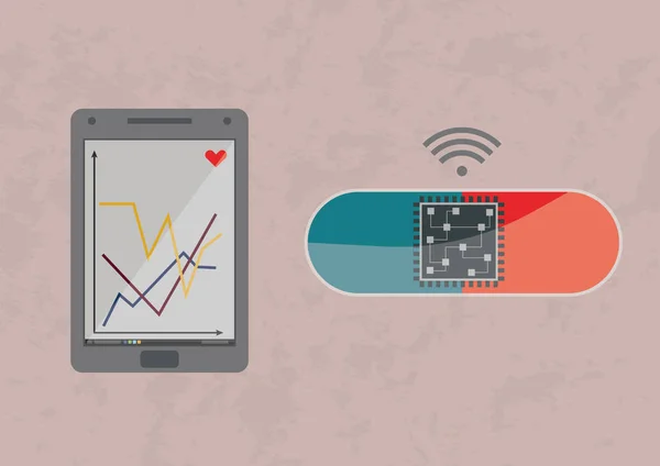 Akıllı ilaç veya ilaç diğer ürün - tıp gelecek. Bir hap tablet veya smartphone veya diğer elden çıkarma için bir sinyal gönderiyor mikroçip 