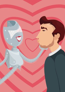 Cyber sevgilisi. Bir robot ve bir adam. Nasıl yapay zeka çizimi değiştirmek veya ruh eşinizi ortağında seviyorum özellikleri birleştiren ve kötü olanlar hariç olmak üzere, taklit
