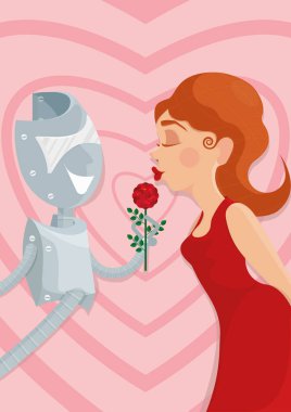 Cyber sevgilisi. Bir robot ve bir kadın. Nasıl yapay zeka çizimi değiştirmek veya ruh eşinizi ortağında seviyorum özellikleri birleştiren ve kötü olanlar hariç olmak üzere, taklit