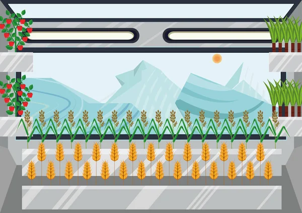 Gesloten Ecologisch Systeem Concept Van Gebruik Een Zelfstandige Duurzame Bio — Stockvector