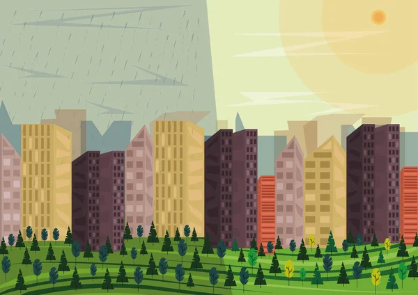 Exemple Microclimat Une Très Grande Ville Métropole Agglomération Différentes Zones — Image vectorielle