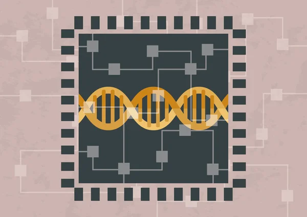 Hacka Och Avkodning Dna Dna Insidan Mikrochip — Stock vektor