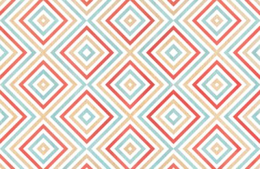 Kırmızı, mavi ve bej renk suluboya geometrik desen. Moda tekstil, kumaş, arka planlar için.