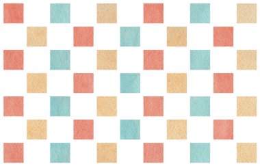 Suluboya, bej, mavi ve pembe kare geometrik desen.