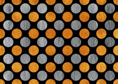 Altın ve Gümüş boyalı polka dot arka plan. Noktalı scrapbooks, düğün, parti ya da bebek duş davetiyeler desen.