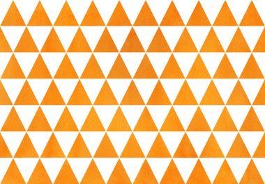 Sulu Boya turuncu üçgen desen. Sulu Boya geometrik desen.